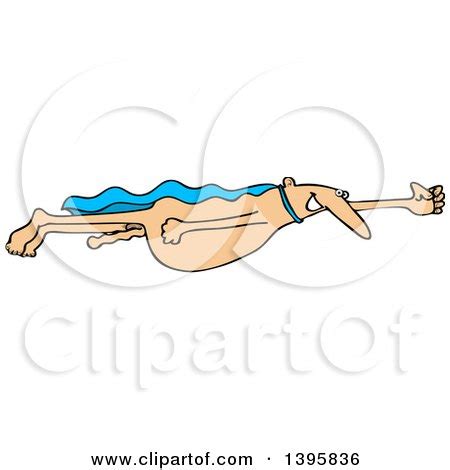 Clipart Of A Cartoon Nude White Super Hero Man Flying Royalty Free