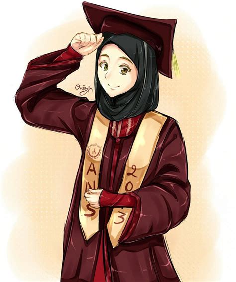 Muslimah Anime Graduate Anime Muslimah Hijab Cartoon Girl Cartoon
