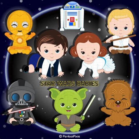 Star Wars Babies Digital Clipart Part 1 Etsy In 2021 Star Wars Baby