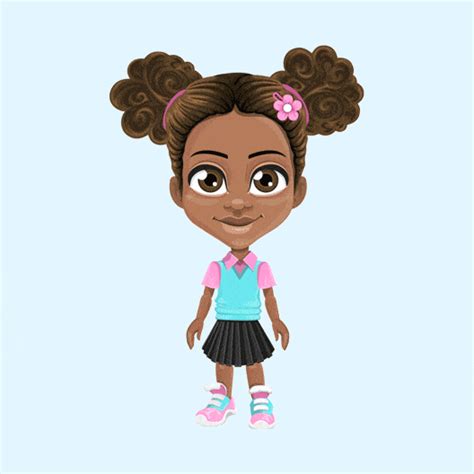 African American School Girl Animated S Collection Graphicmama
