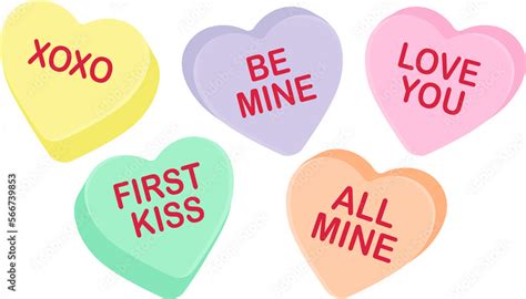 Candy Heart Sayings Sweethearts Valentines Day Sweets Sugar Food Message Of Love On Seasonal