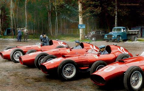 1957 Gp Francji Rouen Ferrari 801 Grand Prix Paddock Antique Cars