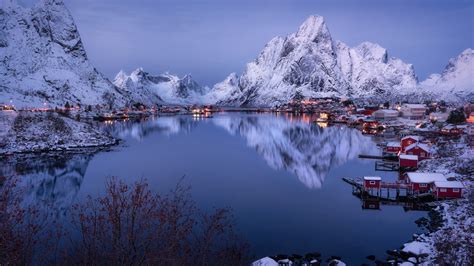 Wallpapers Hd Fjord Lofoten Islands Mountain Norway With Reflection On
