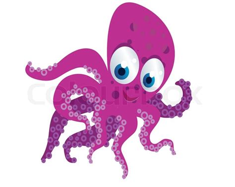 Purple Octopus Cartoon Stock Vector Colourbox