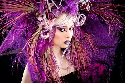 Made To Order Purple Fantasy Headdress Headpeice Show Girl Wig Avant