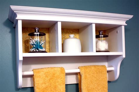 Great savings & free delivery / collection on many items. White Wood Bathroom Shelf With Towel Bar | Bathroom ...