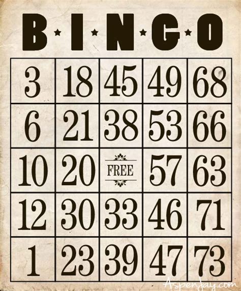 Free Printable Bingo Cards Aspen Jay