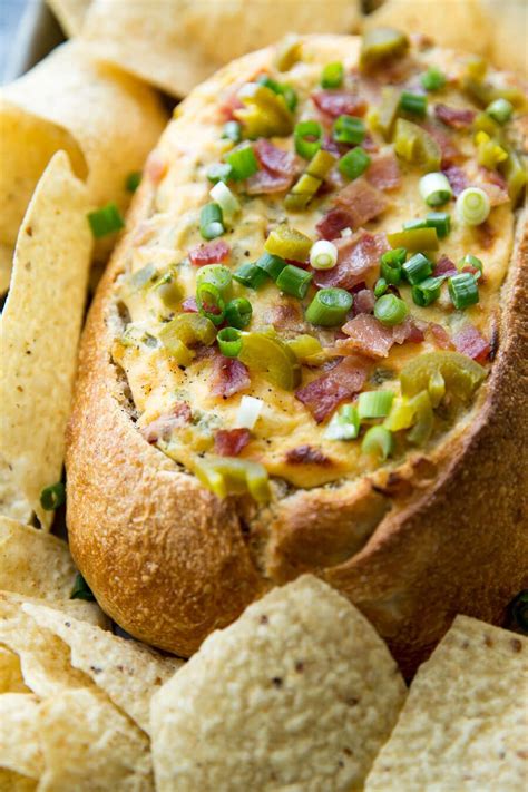 Cheddar Bacon Jalapeno Baked Cheese Dip In Bread Bowl Recipe Bread