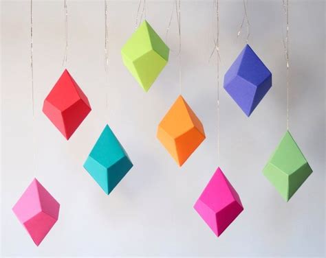 Diy Geometric Paper Ornaments Set Of 8 Paper Polyhedra Templates