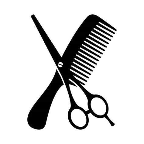 150 Silhouette Of Hairdressing Scissors Comb Stock Illustrations