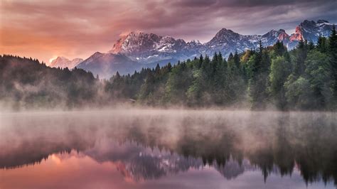 Wallpaper Sunlight Landscape Forest Mountains Sunset Lake