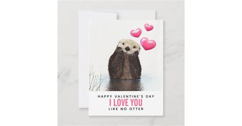cute otter with hearts valentine s day holiday card zazzle
