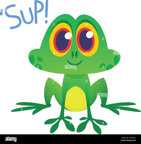 Funny Frog Cartoon Character Saying Sup Vector Illustration Stock