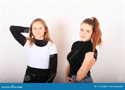 Two Teenage Girls Smiling Friends Stock Image Image Of Smile Child