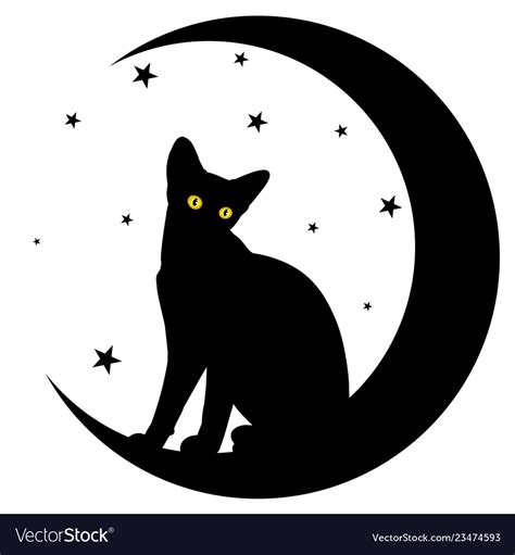 Cat With Moon Royalty Free Vector Image Vectorstock