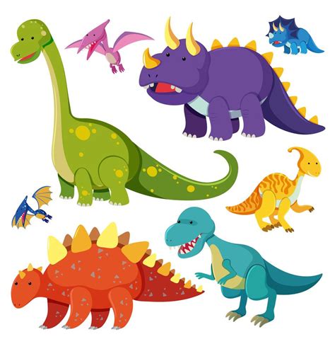 Set Of Dinosaur Character 589308 Vector Art At Vecteezy