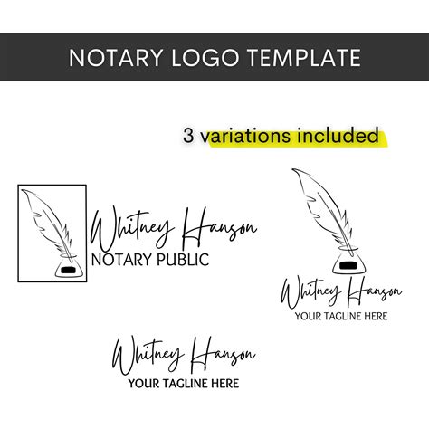 Diy Notary Logo Template Editable Loan Signing Agent Logo Etsy