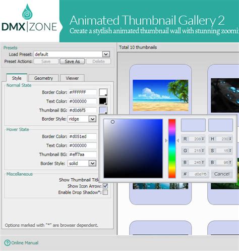 Animated Thumbnail Gallery 2 Features In Detail Dmxzonecom