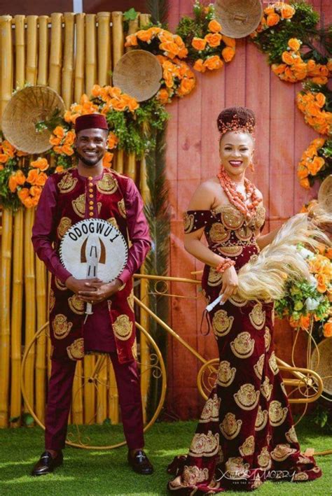 Couples Isi Agu Igbo Traditional Marriage Attire Nigerian Wedding
