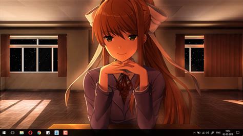just talking monika wallpaper engine with blinking animation and conversation ddlc youtube