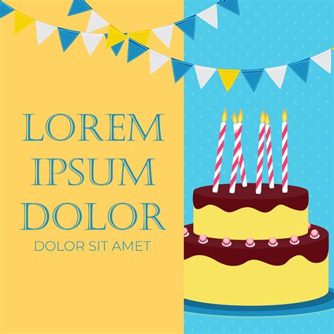 Happy Birthday Poster Background With Cake Vector Illustration 4262123