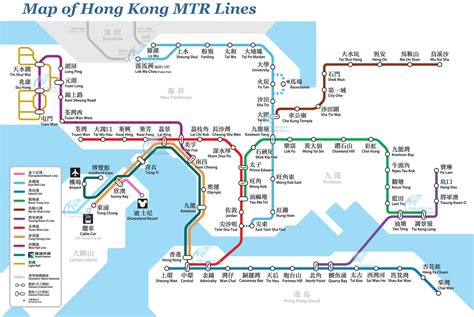 Hong Kong Mtr Lines Map Hong Kong Subway Lines Map