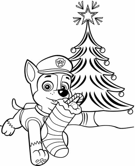 We're about to make your life a little easier. Christmas tree Chase Paw Patrol picture to color