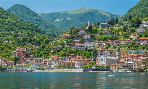 Town Of Argegno Lake Como Italy Stock Photo Image Of Europe Aerial