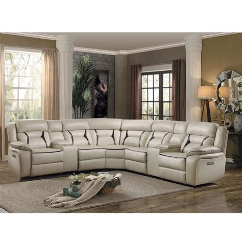 American Style Modern Recliner Sectional Real Leather Sofa Set 7 Seater