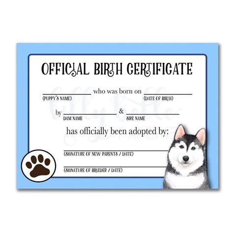 Need help deciding where to stay with your dog? Blue Husky Birth Certificate | Blue husky, Adoption ...