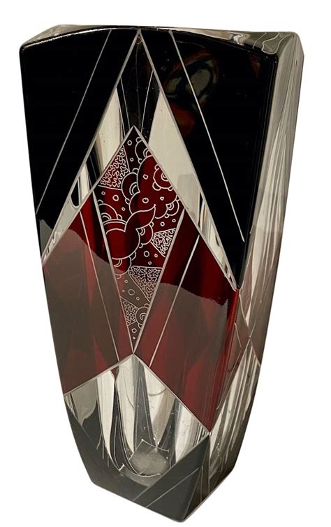 Karl Palda Art Deco Czech Glass Vase Rare Glass Art Deco Collection