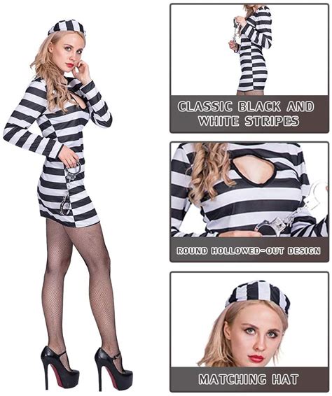 eraspooky women s prisoner costume sexy convict robber fancy dress halloween party cosplay