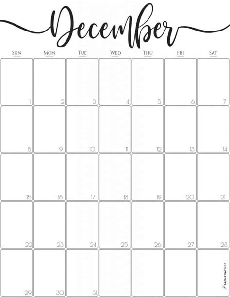 Elegant Vertical December 2019 Calendar Free Printable
