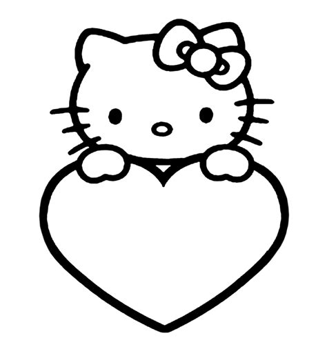 Luxe valentijnsdag kleurplaten printen | krijg duizenden. Leuk voor kids - Hello Kitty met een hart
