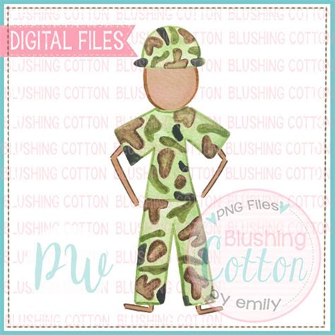 Stick Figure Adult Male Military Medium Skin Tone Bald Etsy