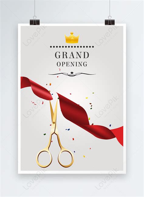 Gradient Background Poster Grand Opening Ribbon Cutting Template Image