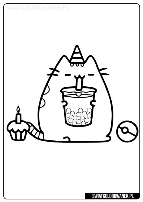 Bubble Tea I Pusheen Kolorowanka Darmowe Kolorowanki Do Druku Sexiz Pix