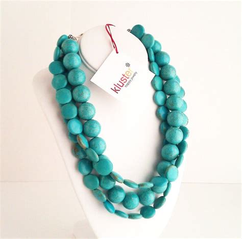 Turquoise Necklace Chunky Beaded Necklace Blue Necklace