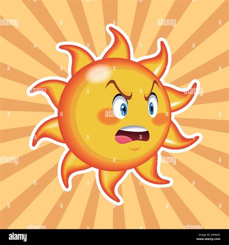 Character Sun Angry With Striped Background Stock Vector Image And Art
