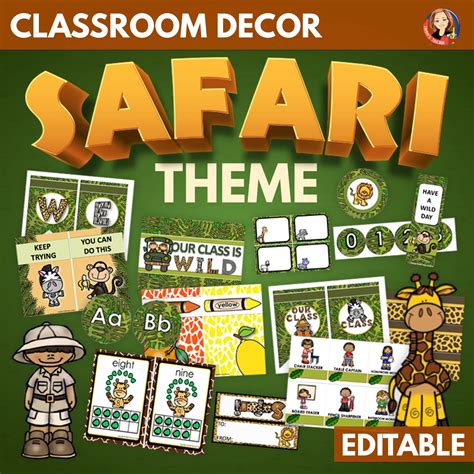 Jungle Safari Theme Classroom Decor Editable Made By Teachers