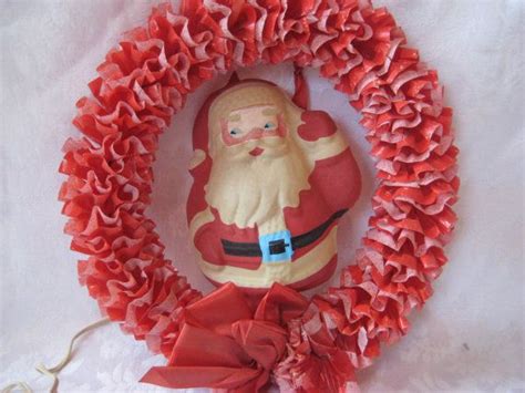 Vintage Christmas Wreath Electric Wreath Santa Clause Etsy Vintage