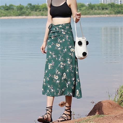 miyahouse summer high waist mid calf skirt for female casual fresh style straight skirt women