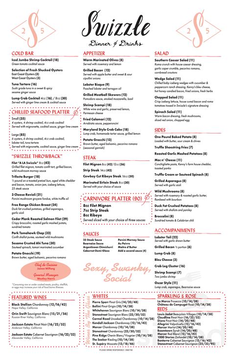 Swizzle Dinner & Drinks menus in Louisville, Kentucky, United States