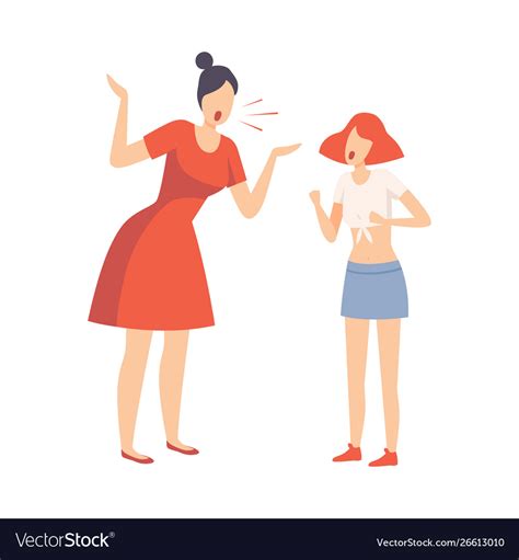 Mother Scolding Her Teenager Daughter Conflict Vector Image