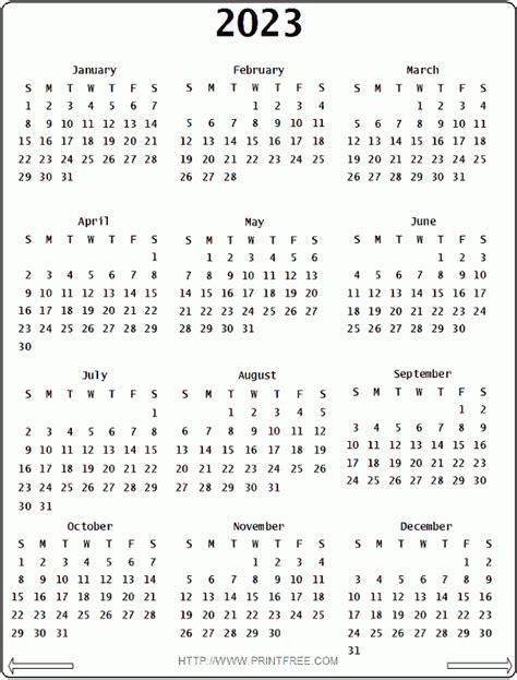 Free Printable One Page 2023 Calendar Time And Date Calendar 2023 Canada