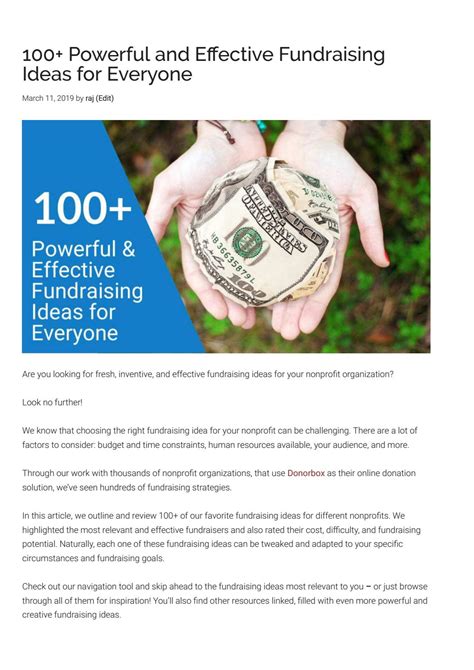100 Powerful And Effective Fundraising Ideas For Everyone By