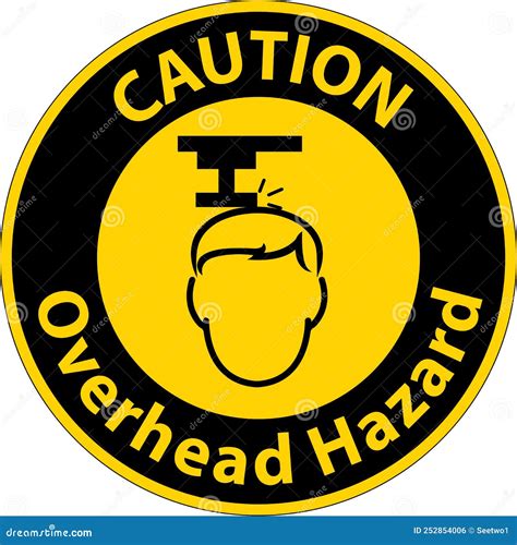 Caution Overhead Hazard Sign On White Background Stock Vector