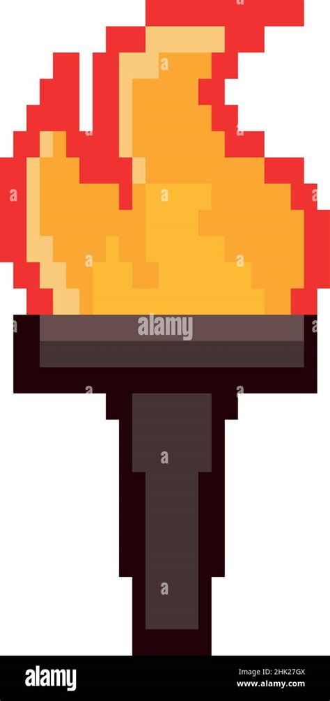 Torchlight Flame Pixel Stock Vector Image And Art Alamy