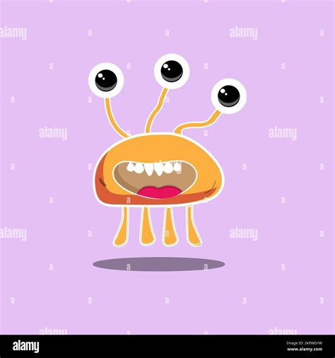 Cute Cartoon Monsters Character Monsters In Flat Style Vector Vector Illustration Stock Vector