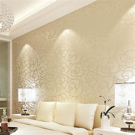 Modern Interior Flocking Textured Flowers Wallpaper Design Living